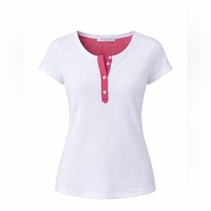 Amina Rubinacci White Henley Top Size 4 IT 40‎ Made in Italy